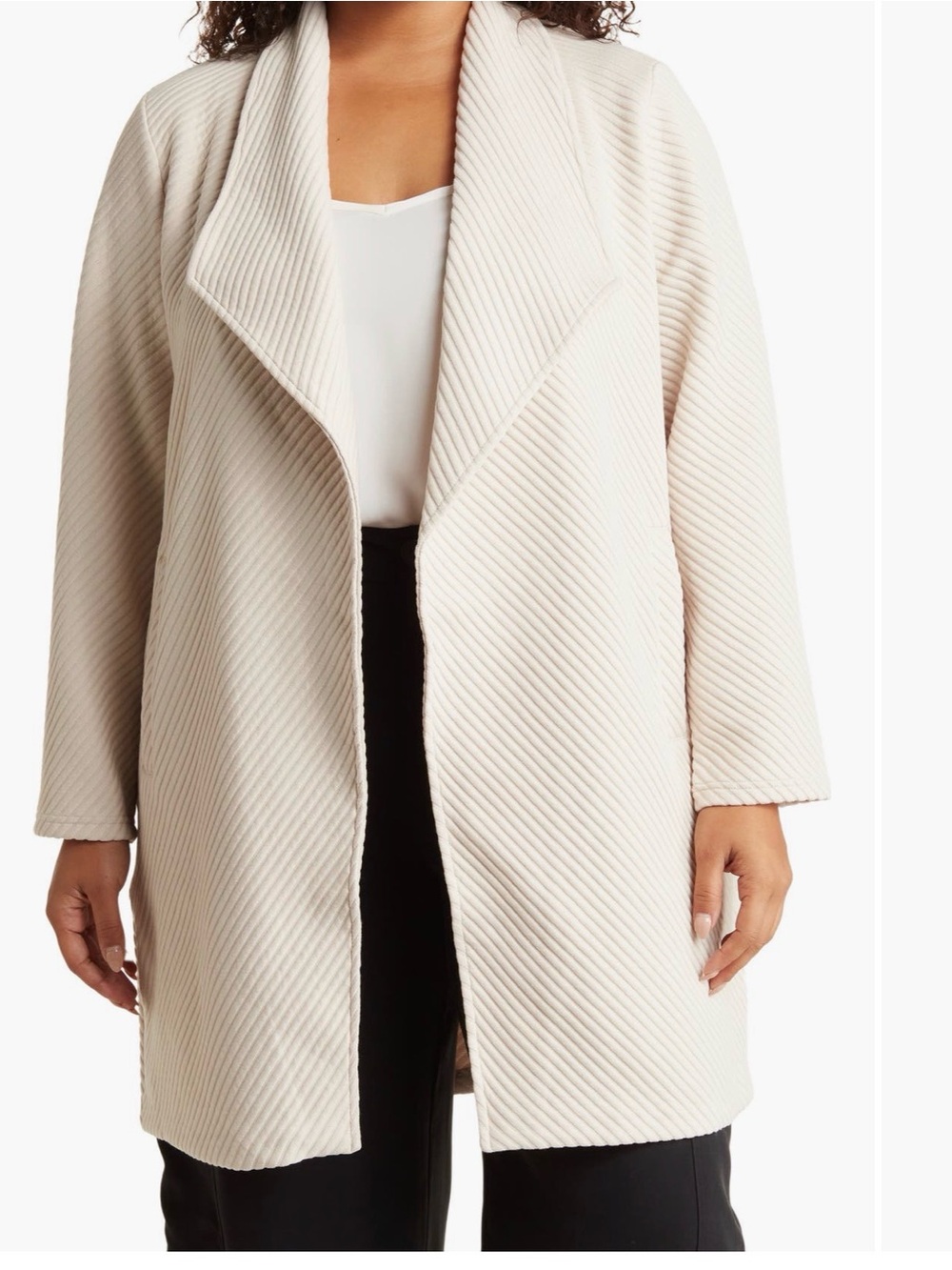Tahari Woman Ribbed Knit Top in Light Taupe